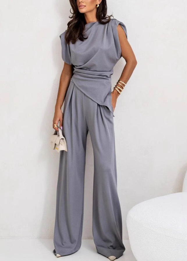 Nova Asymmetric Drape Pants Set