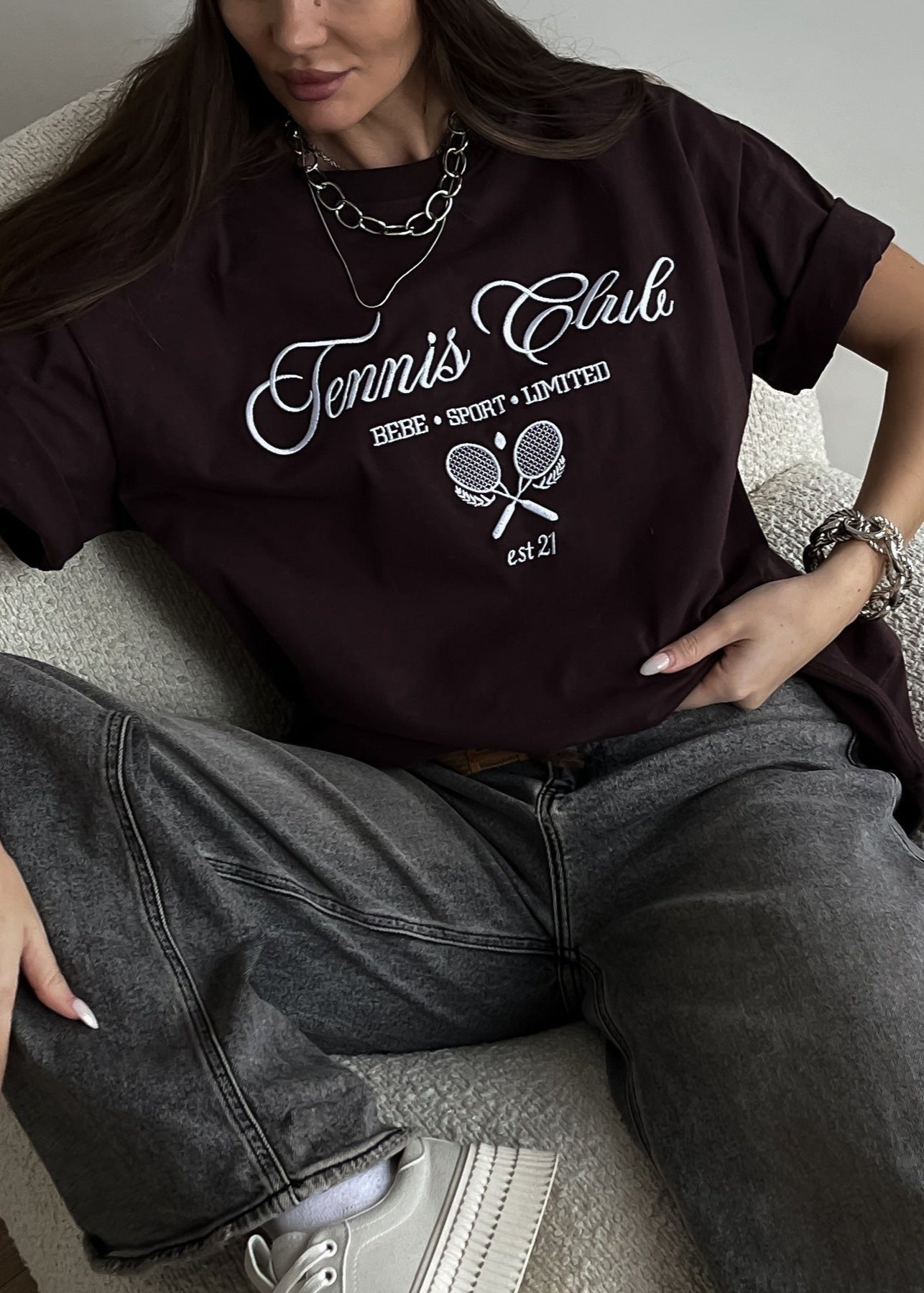 Tennis Club Oversized Graphic T-Shirt
