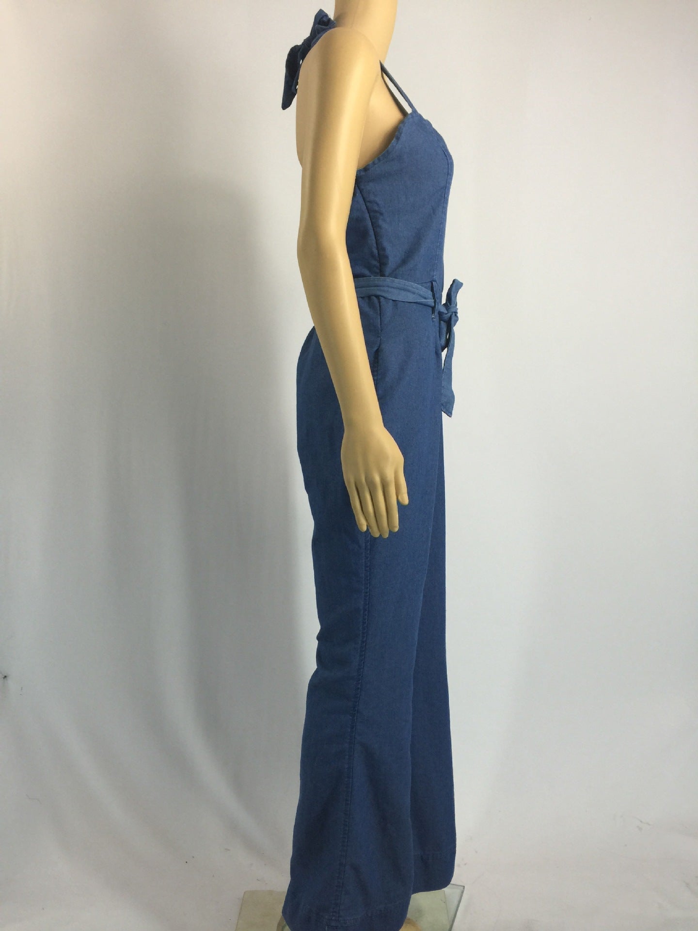 Mono informal ajustado con pantalones vaqueros sexys para mujer con cinturón