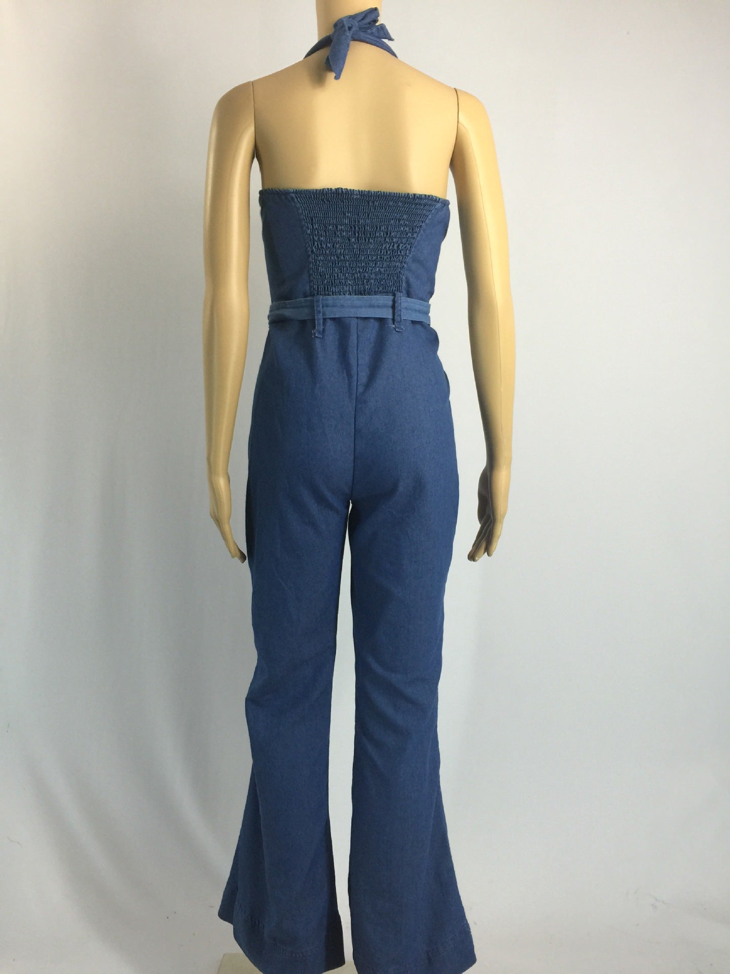 Mono informal ajustado con pantalones vaqueros sexys para mujer con cinturón