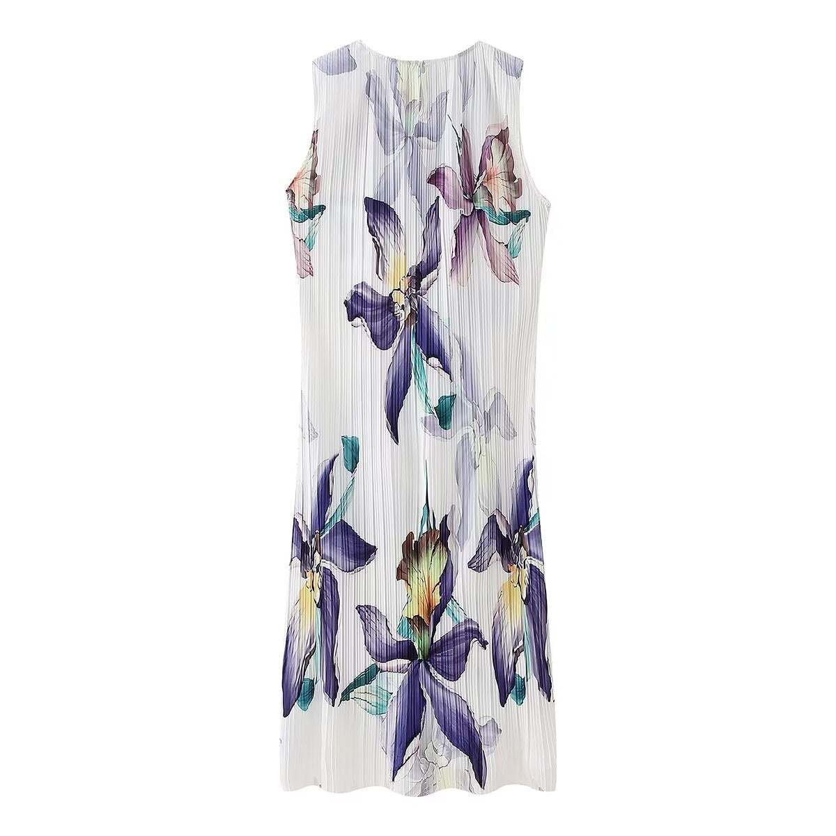 Winter Women Clothing Casual Pleated Printed Sleeveless Dress
