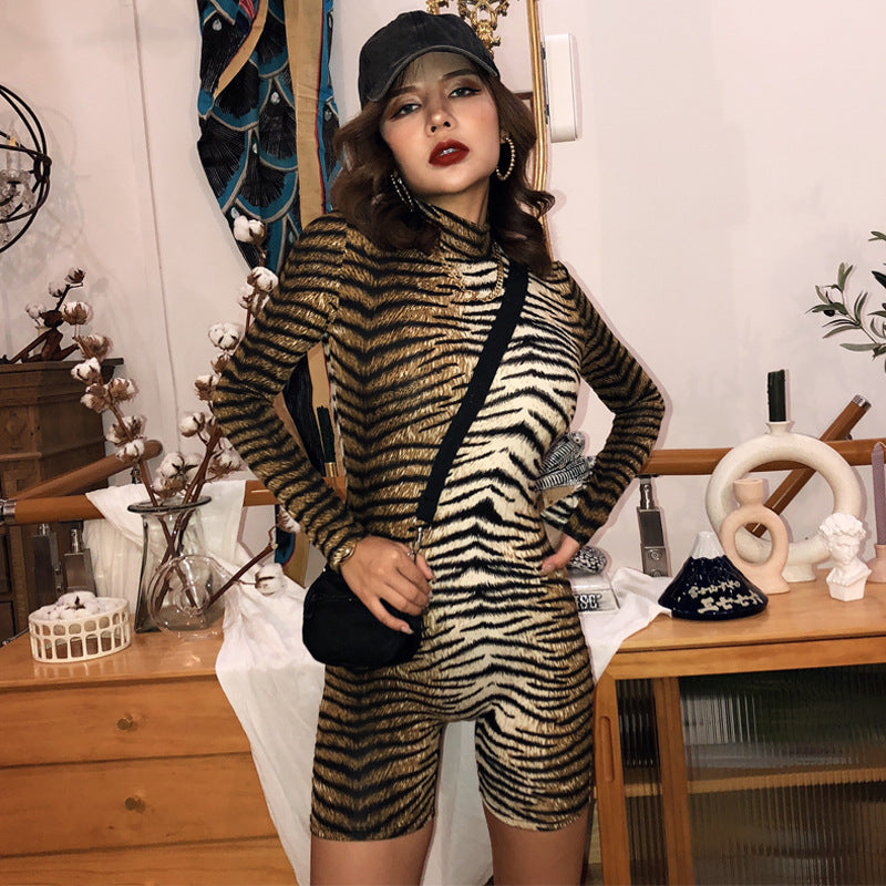 Mono sexy de manga larga con cuello alto de otoño