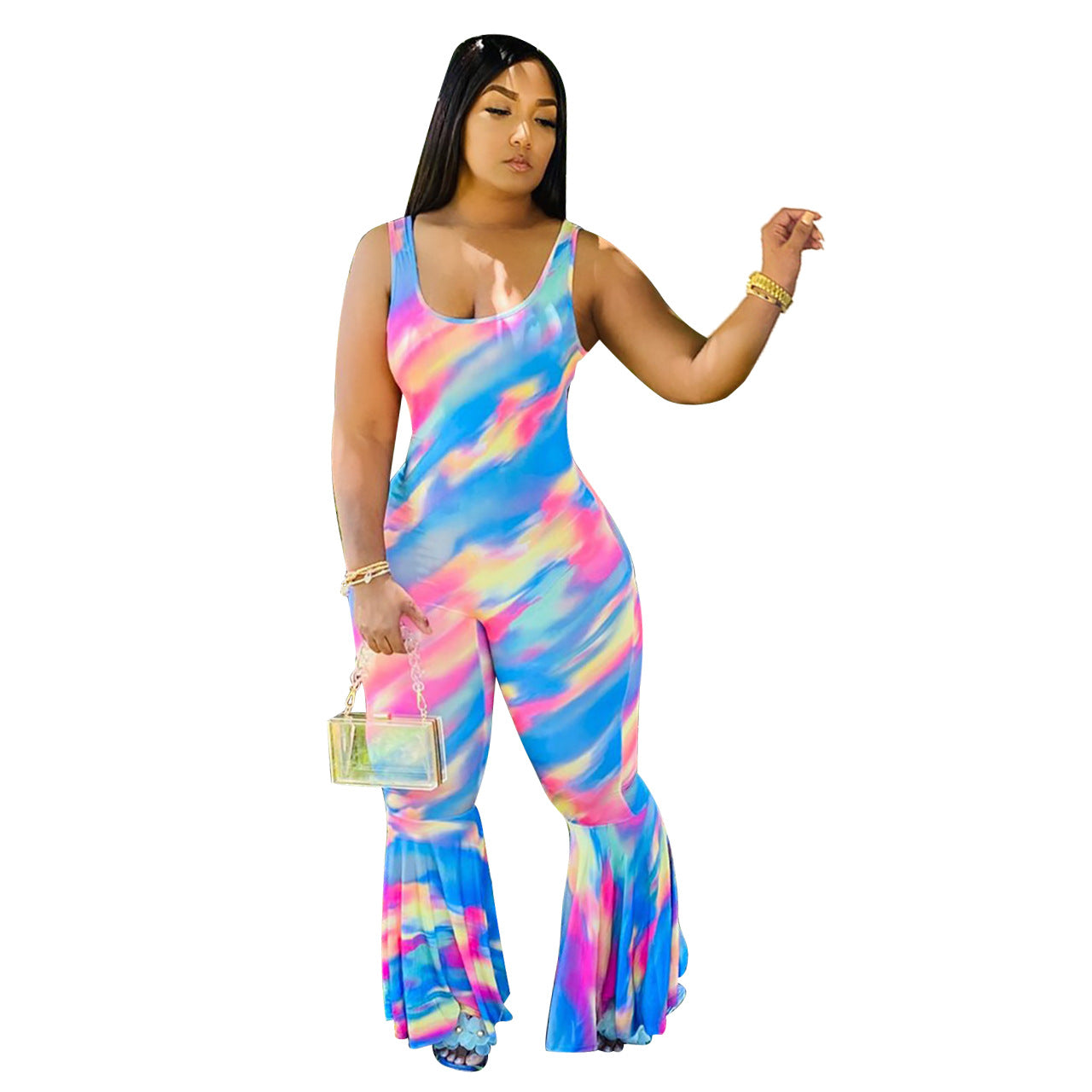 Women Clothing Women Gradient Vest Horn Jumpsuit