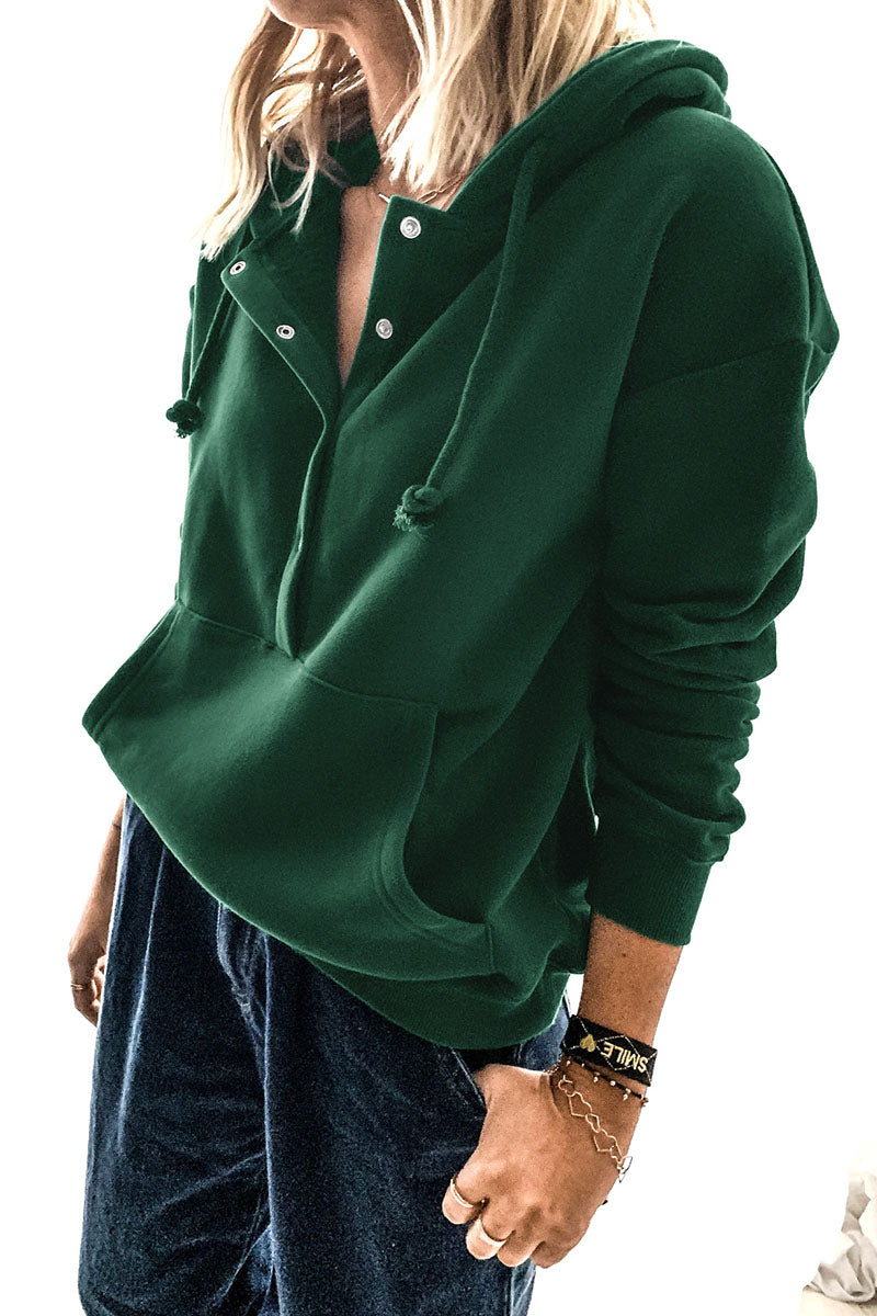 Sudadera con capucha y cuello alto de patchwork liso informal (5 colores)