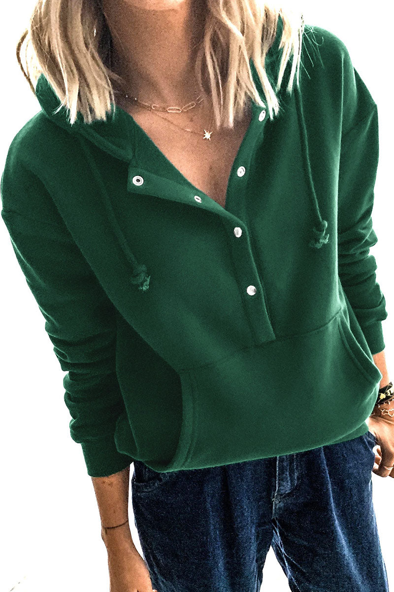 Sudadera con capucha y cuello alto de patchwork liso informal (5 colores)