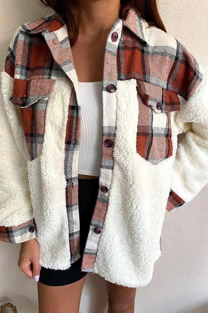 Cárdigan informal de moda con estampado de cuadros y cuello vuelto (4 colores)