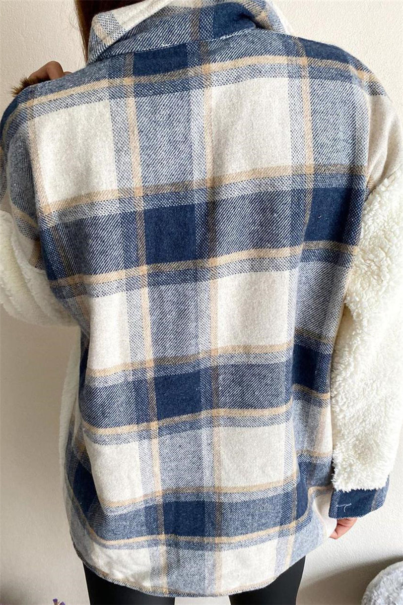 Cárdigan informal de moda con estampado de cuadros y cuello vuelto (4 colores)