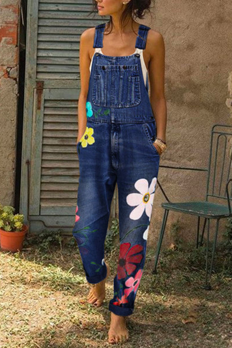 Estampado urbano de moda, patchwork, mezclilla suelta (5 colores)