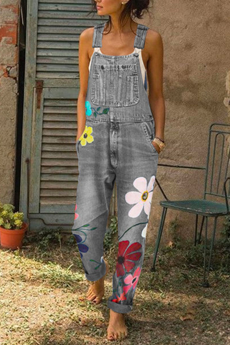 Estampado urbano de moda, patchwork, mezclilla suelta (5 colores)
