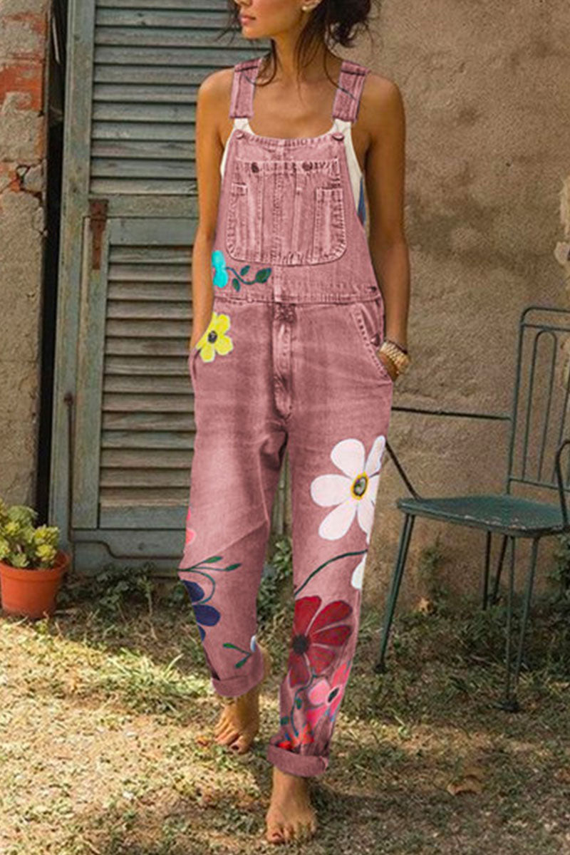 Estampado urbano de moda, patchwork, mezclilla suelta (5 colores)