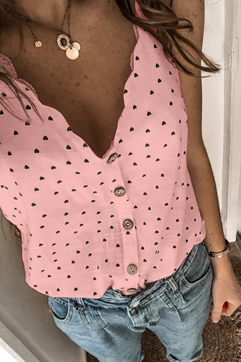 Tops casuales con cuello en V y abertura en la parte delantera de lunares (5 colores)
