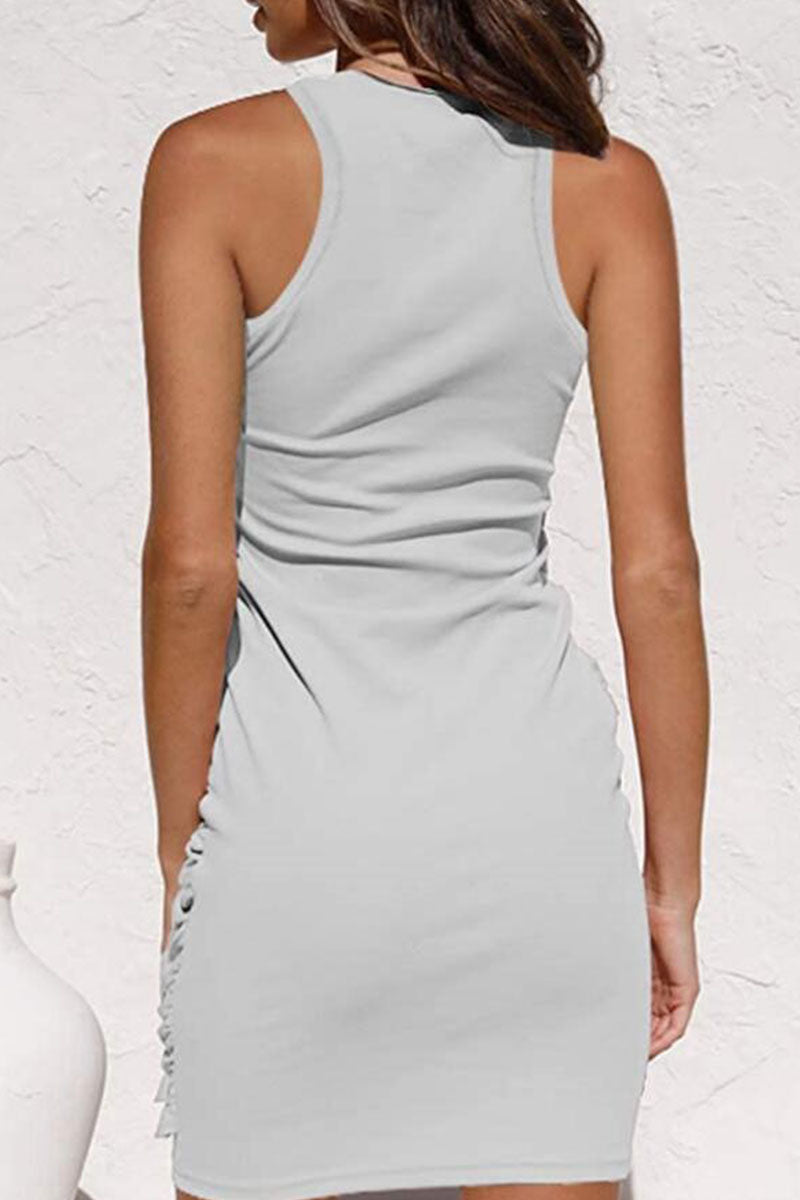 Vestidos de falda cruzada con cuello redondo y pliegues lisos de moda urbana (10 colores)
