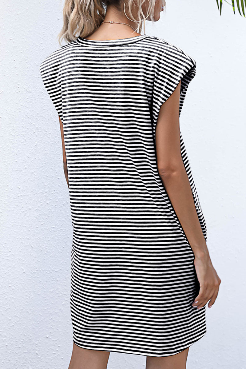 Vestidos casuales de moda con rayas y cuello redondo (3 colores)