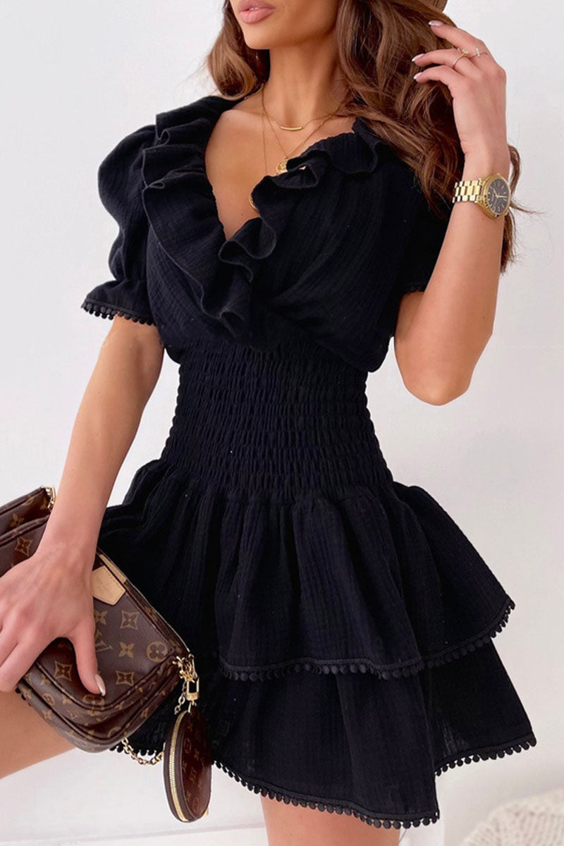 Vestidos de falda con escote en V y cintura dividida de estilo británico a la moda