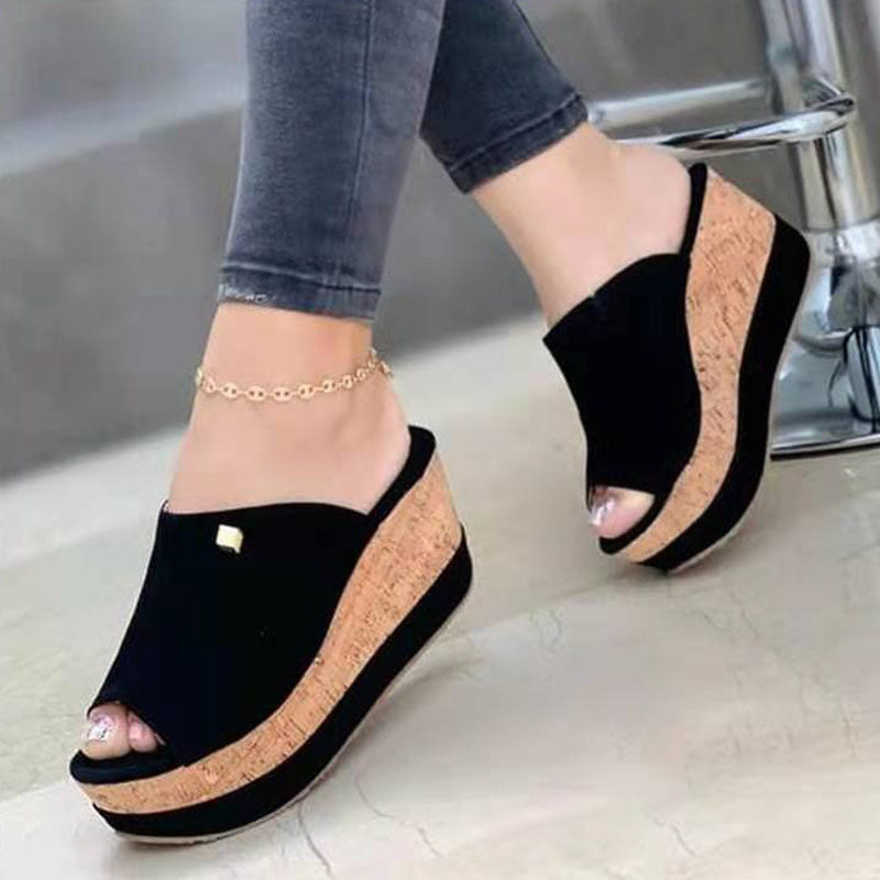 Zapatos de boca de pez con patchwork de moda callejera