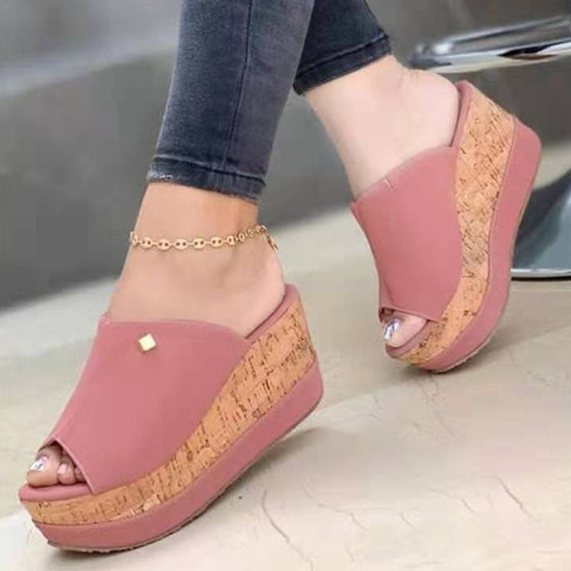 Zapatos de boca de pez con patchwork de moda callejera