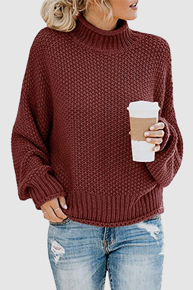 Suéteres casuales de cuello alto con parches sólidos (11 colores)