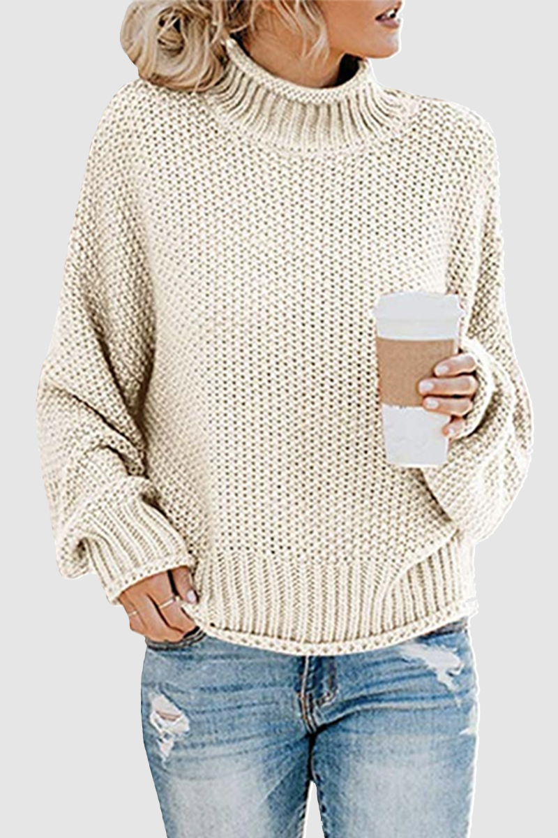 Suéteres casuales de cuello alto con parches sólidos (11 colores)