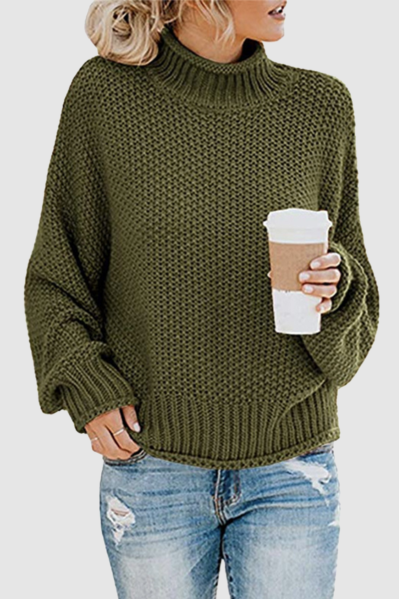 Suéteres casuales de cuello alto con parches sólidos (11 colores)