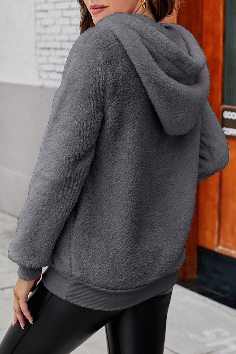Tops con capucha y cuello dividido lisos y sencillos de moda