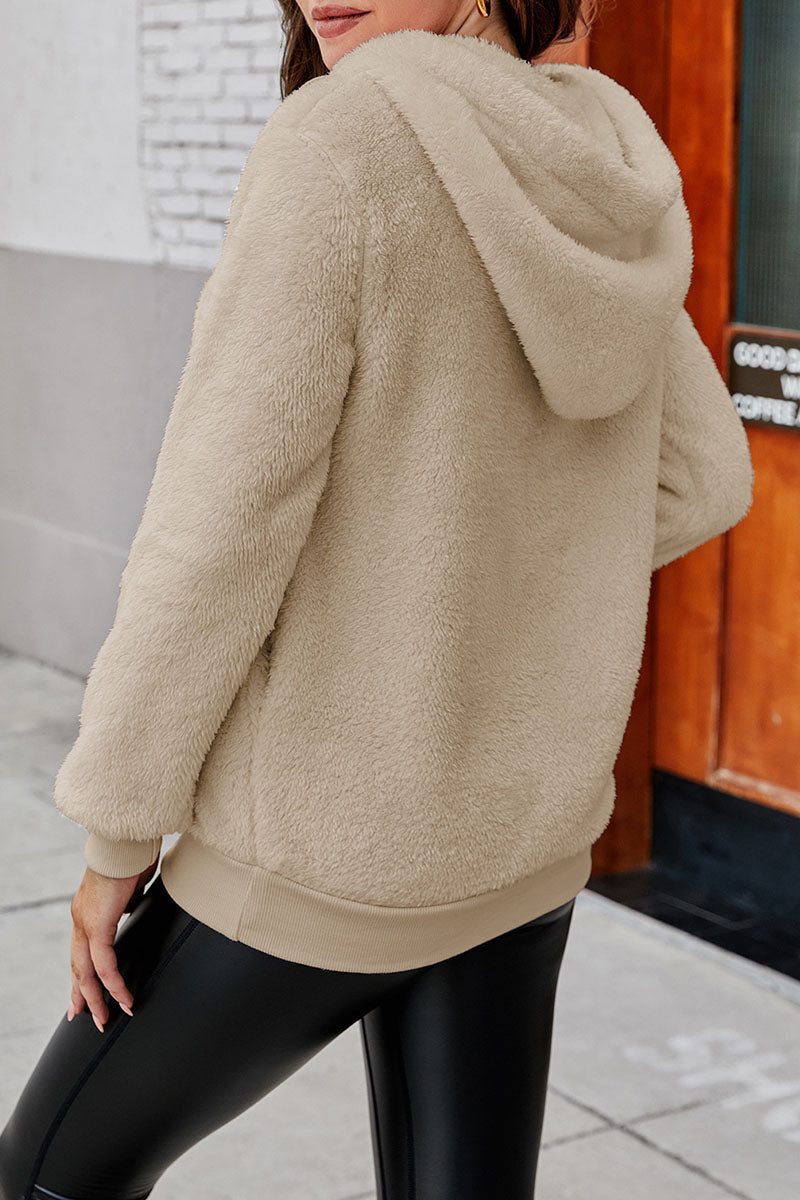 Tops con capucha y cuello dividido lisos y sencillos de moda