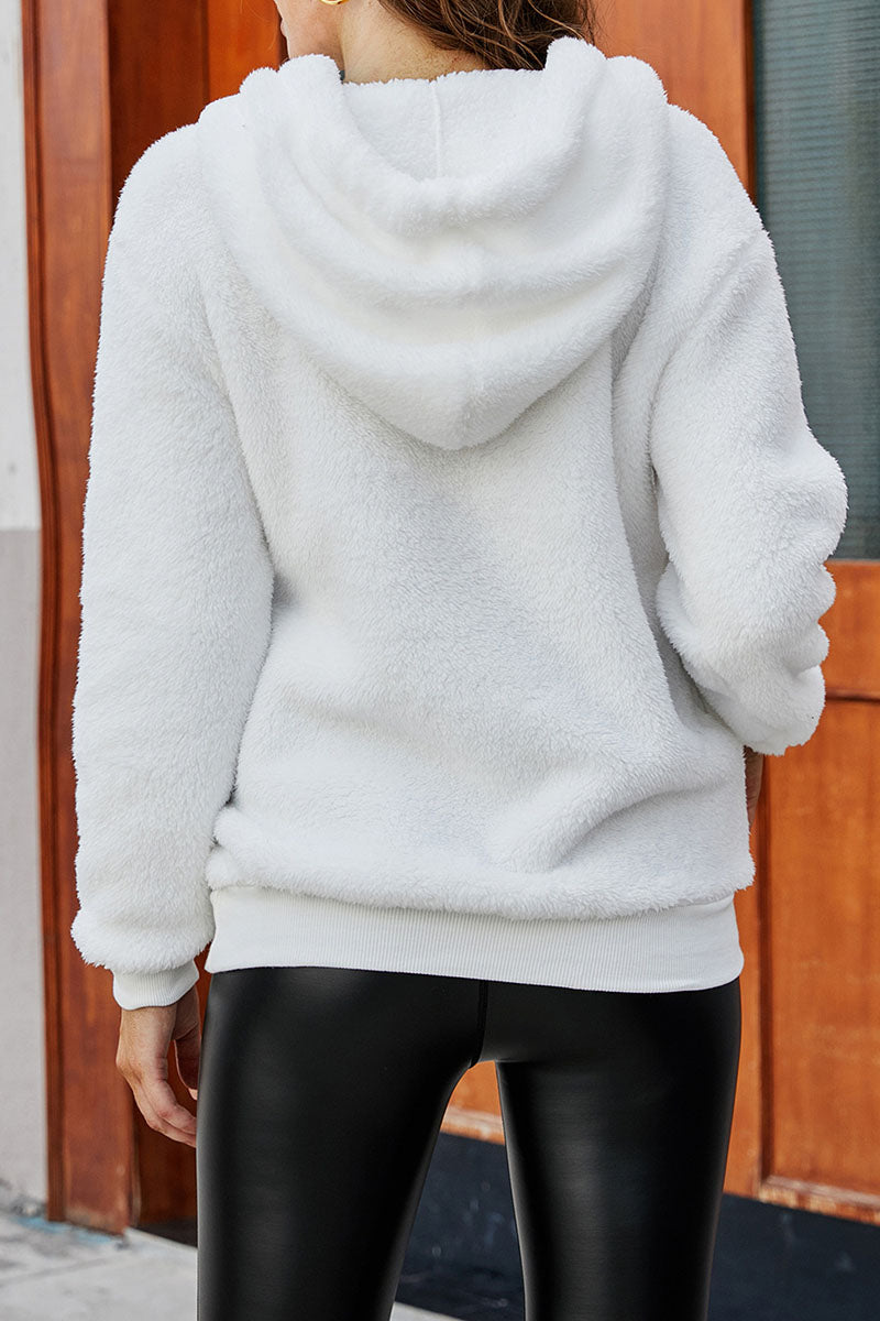 Tops con capucha y cuello dividido lisos y sencillos de moda