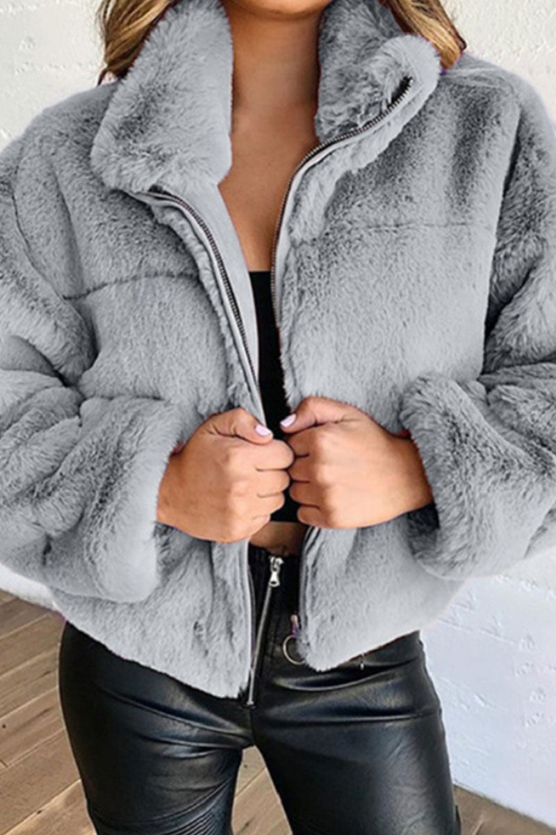Prendas de abrigo con cuello mandarín, unicolor y divididas, de moda urbana