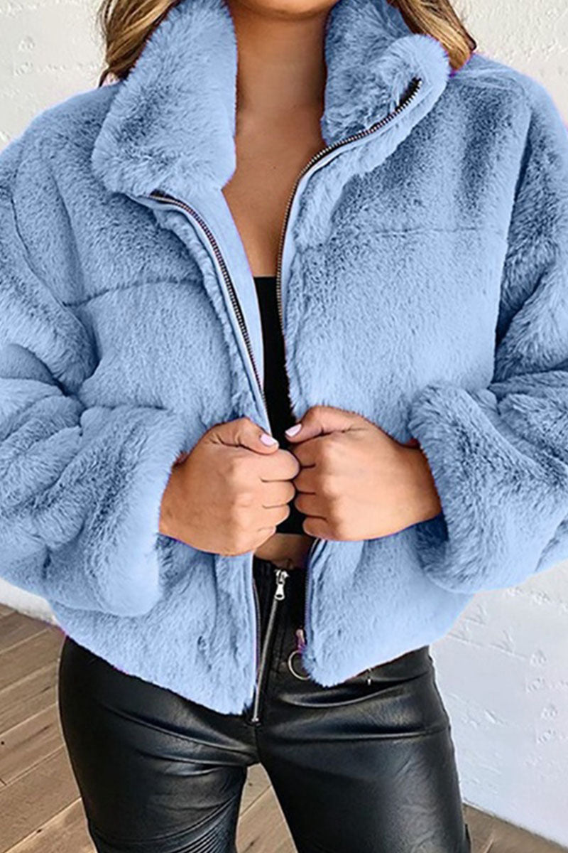 Prendas de abrigo con cuello mandarín, unicolor y divididas, de moda urbana