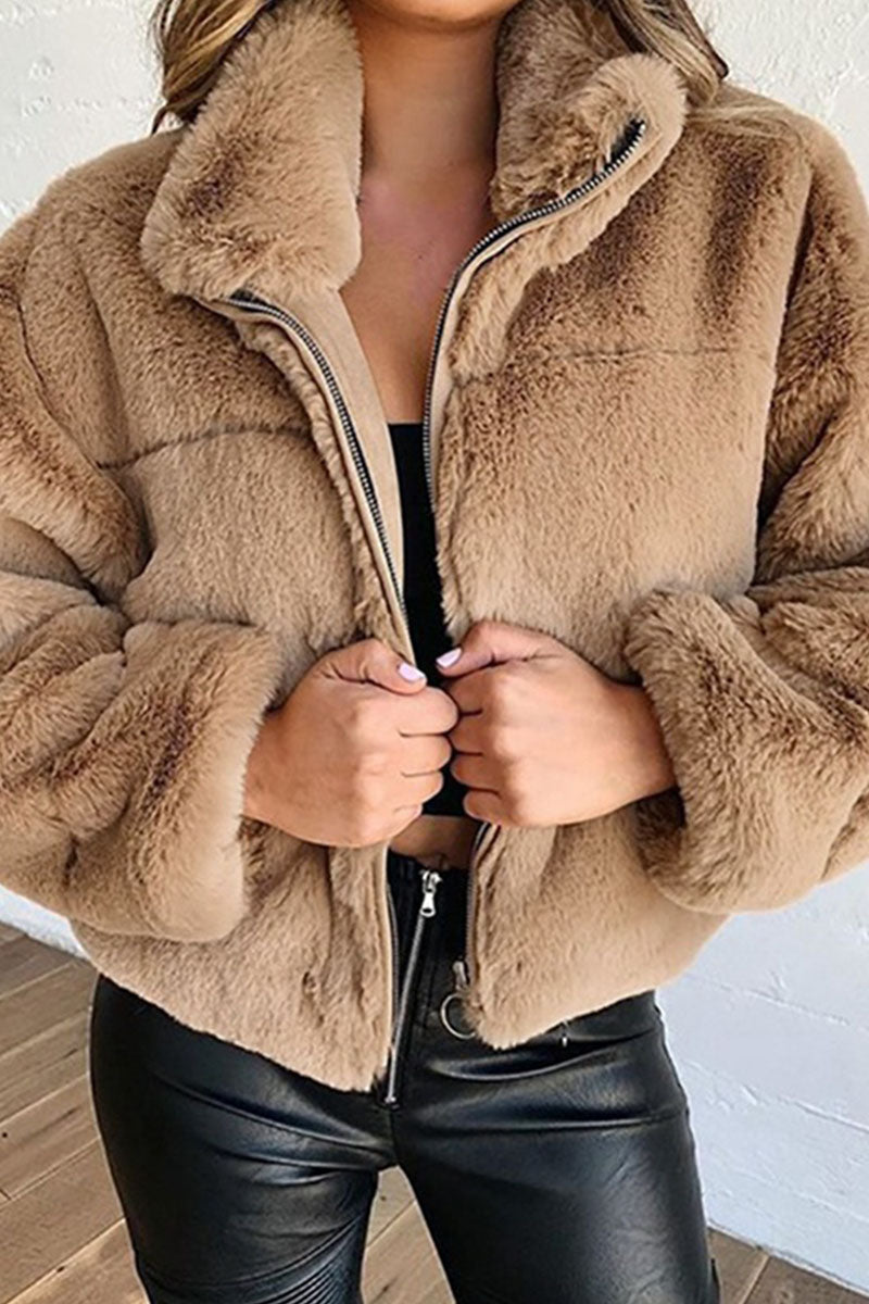 Prendas de abrigo con cuello mandarín, unicolor y divididas, de moda urbana