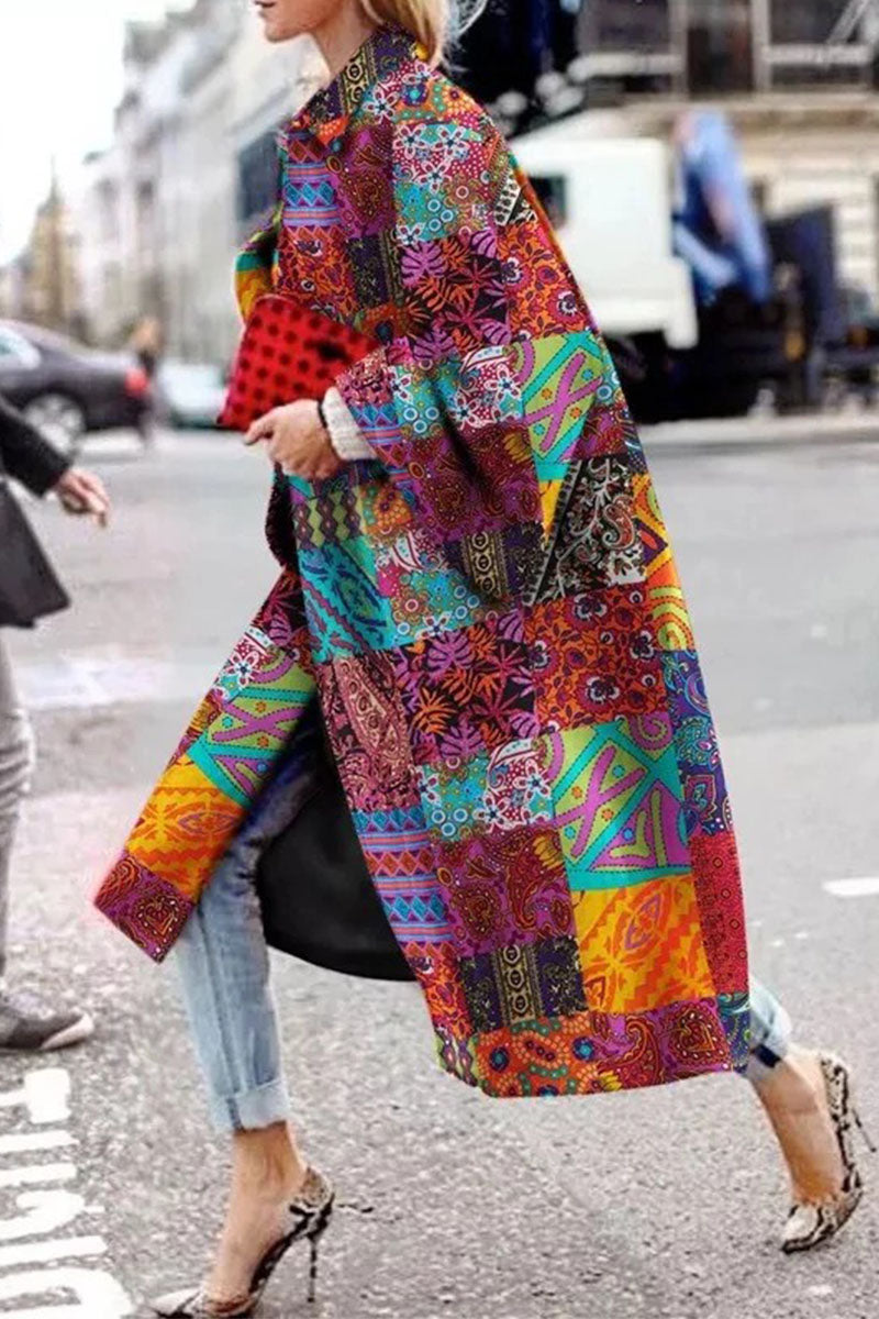 Street Camouflage Print Patchwork Turndown Collar Outerwear(12 Colors)