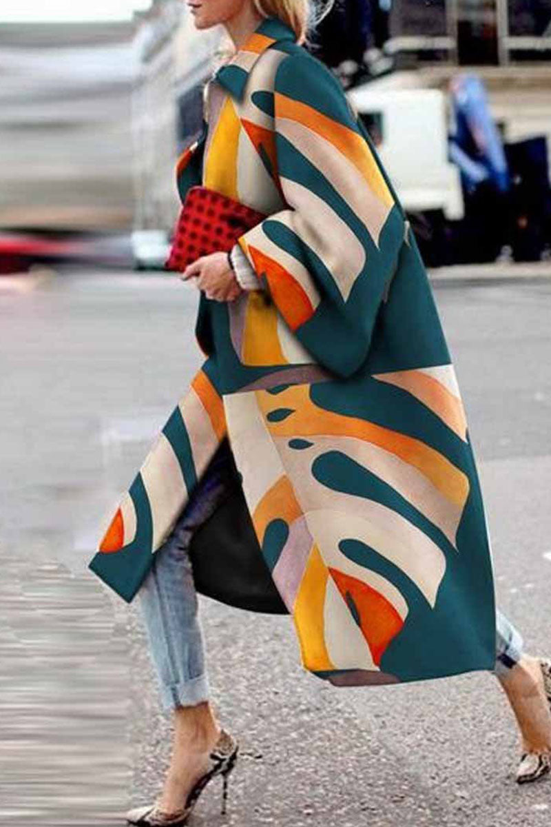 Street Camouflage Print Patchwork Turndown Collar Outerwear(12 Colors)