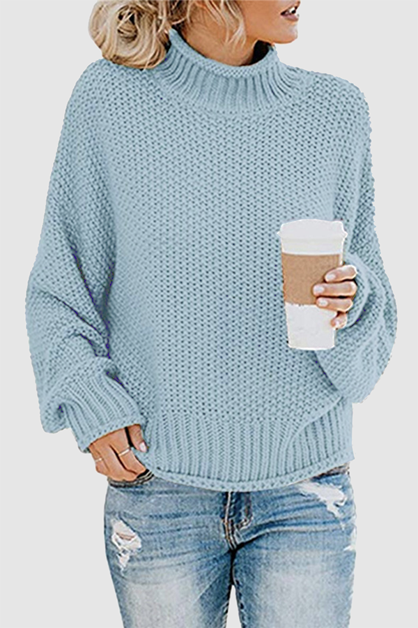 Suéteres casuales de cuello alto con parches sólidos (11 colores)