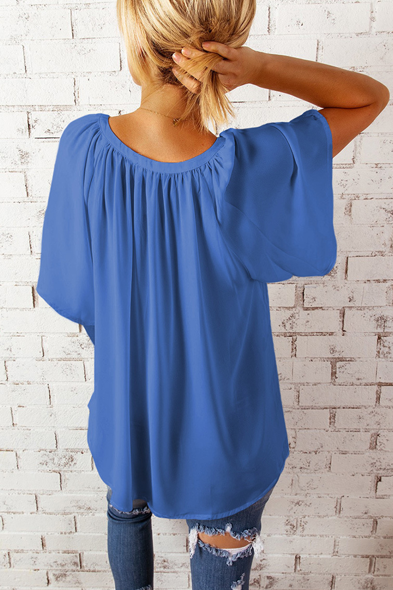Camisetas casuales lisas con cuello en V y abertura en la parte superior (6 colores)