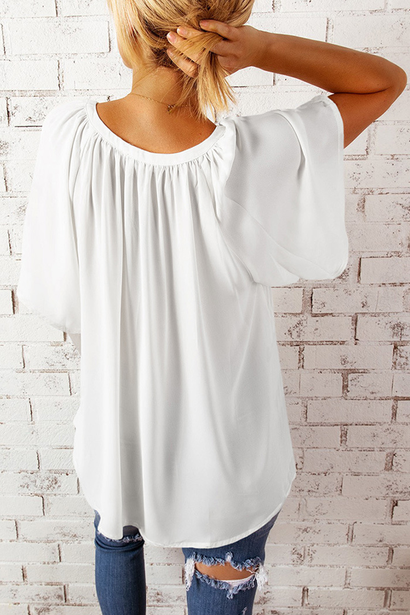 Camisetas casuales lisas con cuello en V y abertura en la parte superior (6 colores)