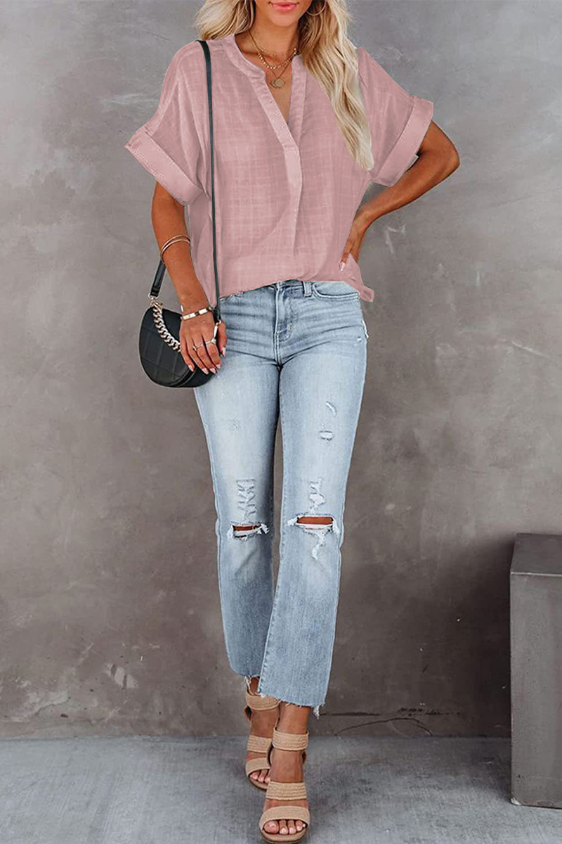 Tops de cuello vuelto con parches sólidos de moda
