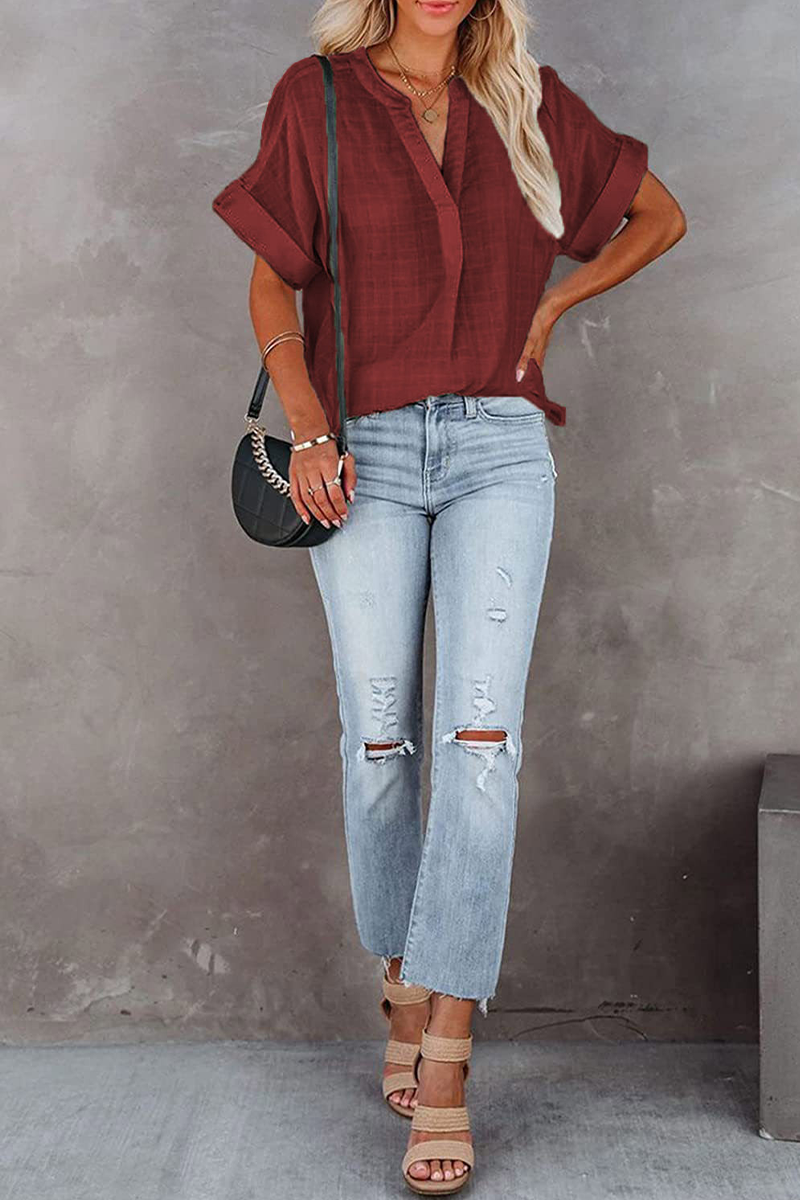 Tops de cuello vuelto con parches sólidos de moda