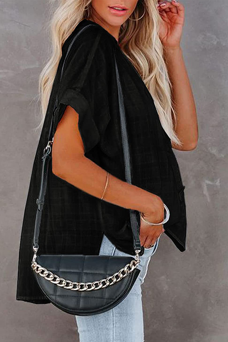 Tops de cuello vuelto con parches sólidos de moda