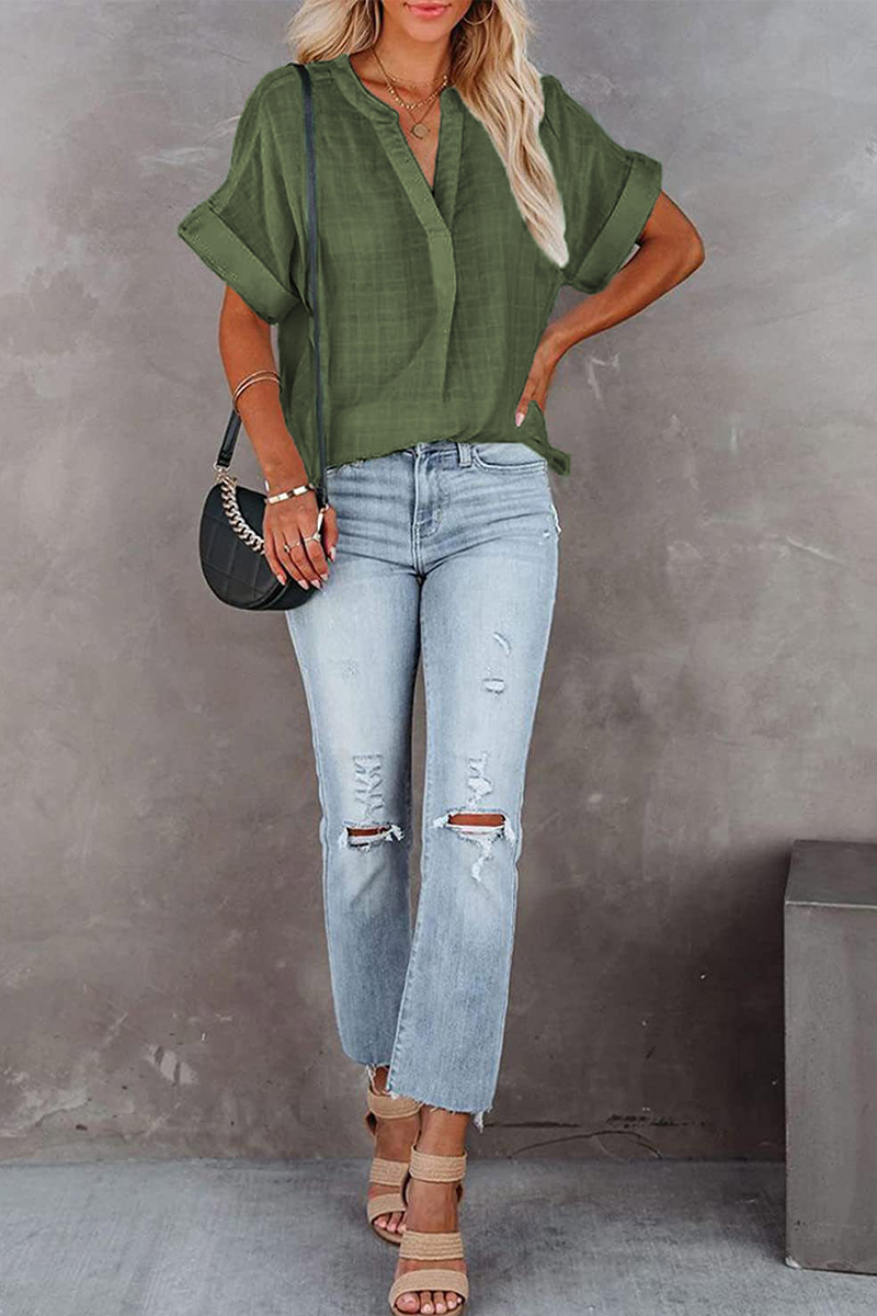 Tops de cuello vuelto con parches sólidos de moda