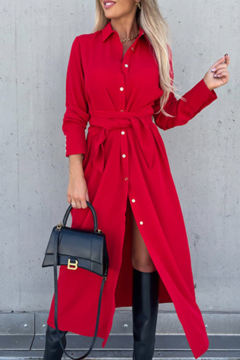 Vestido irregular de moda con escote en V y frenillo liso (4 colores)