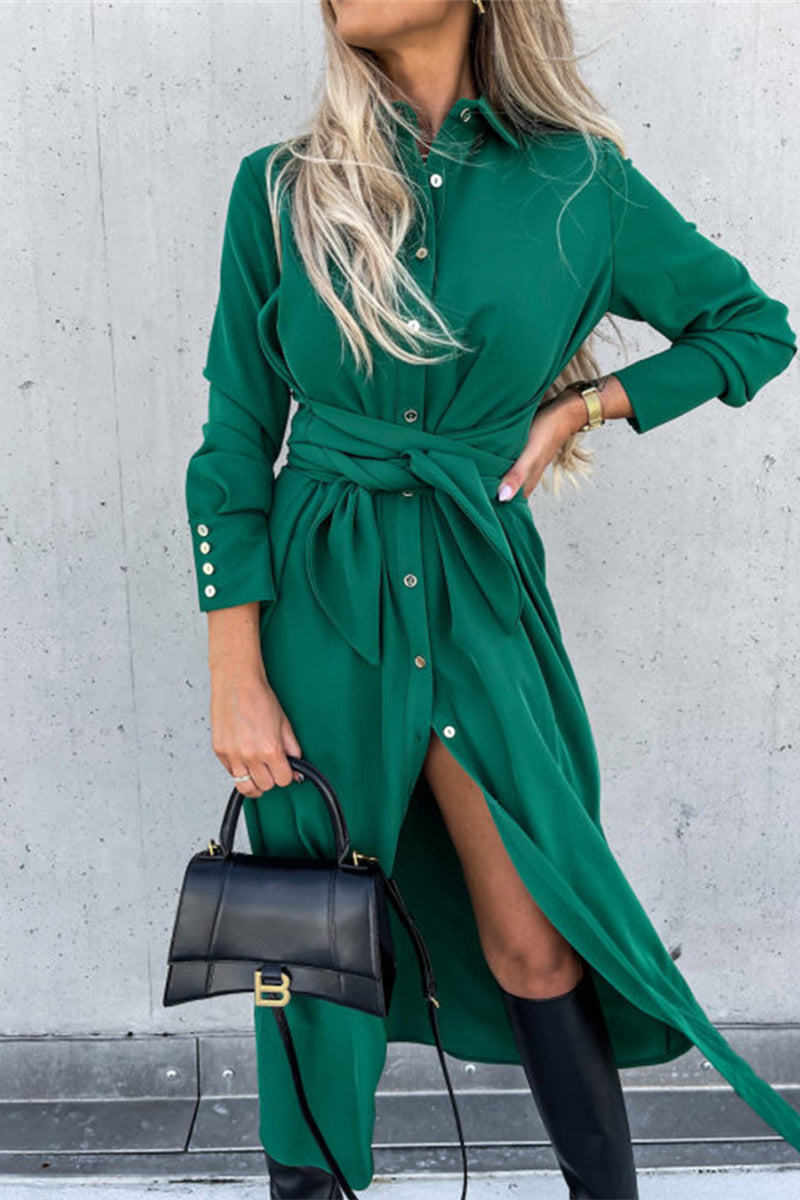 Vestido irregular de moda con escote en V y frenillo liso (4 colores)
