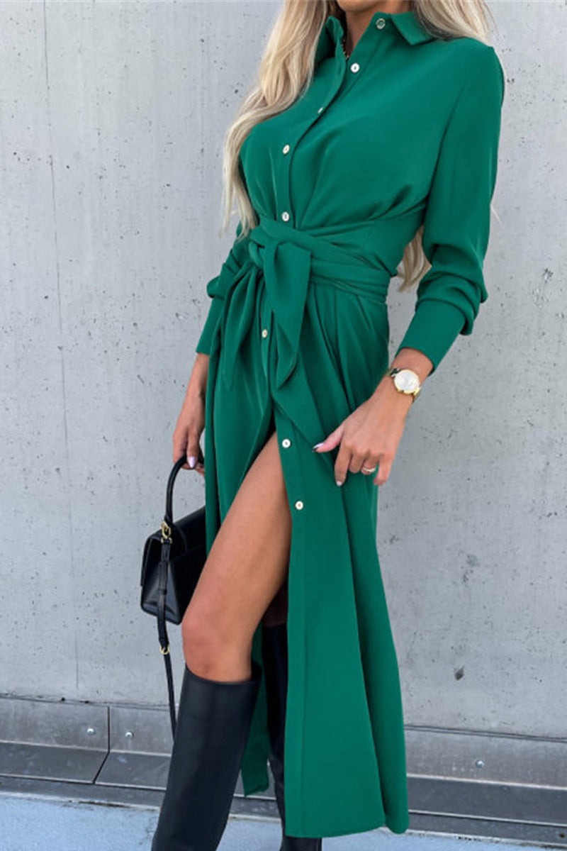 Vestido irregular de moda con escote en V y frenillo liso (4 colores)