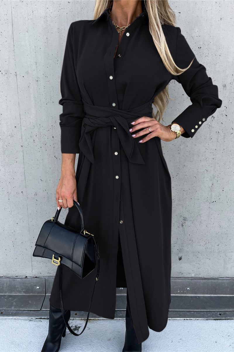 Vestido irregular de moda con escote en V y frenillo liso (4 colores)