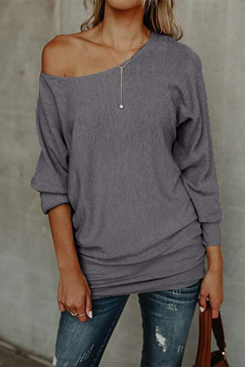 Tops casuales de color sólido con hombros descubiertos (5 colores)