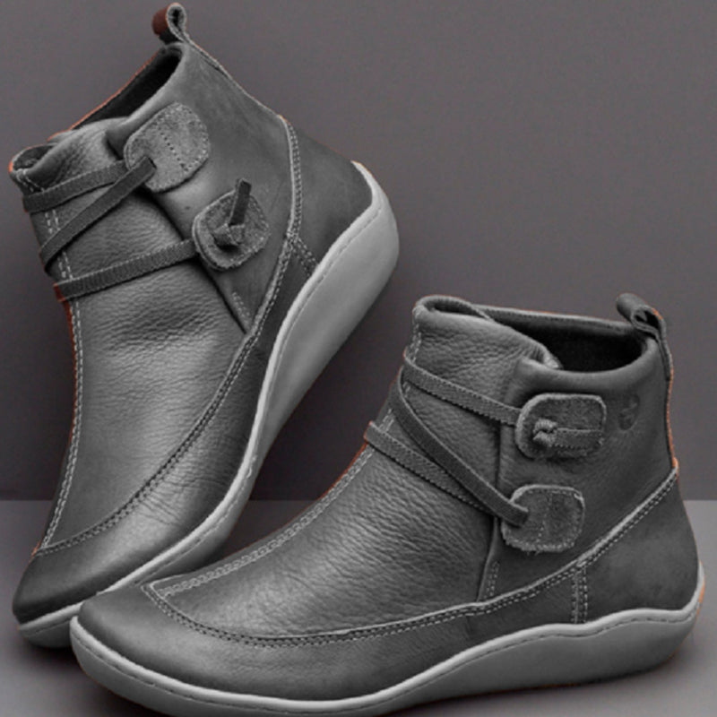 Zapatos casuales de cuero redondos con patchwork