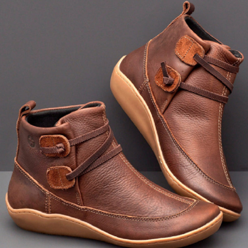 Zapatos casuales de cuero redondos con patchwork