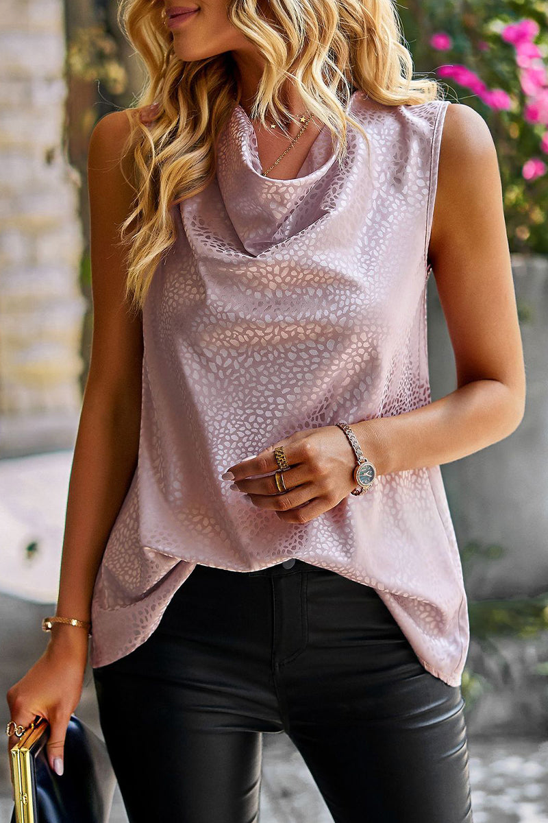 Tops casuales con cuello de bufanda y parches lisos y dulces (4 colores)