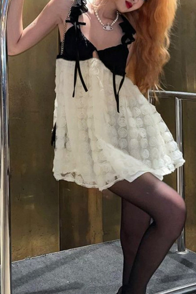 Vestido sexy de patchwork con espalda descubierta y tirantes finos sin mangas