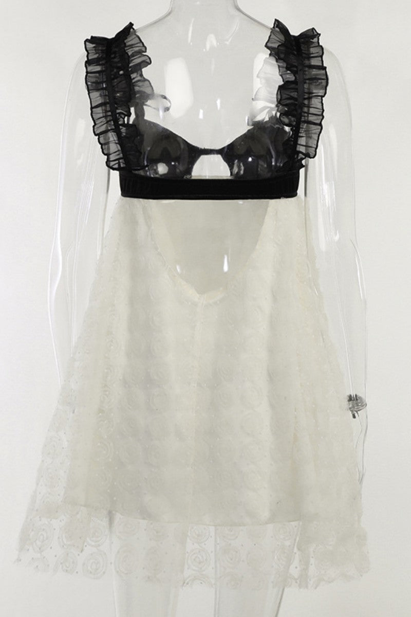 Vestido sexy de patchwork con espalda descubierta y tirantes finos sin mangas