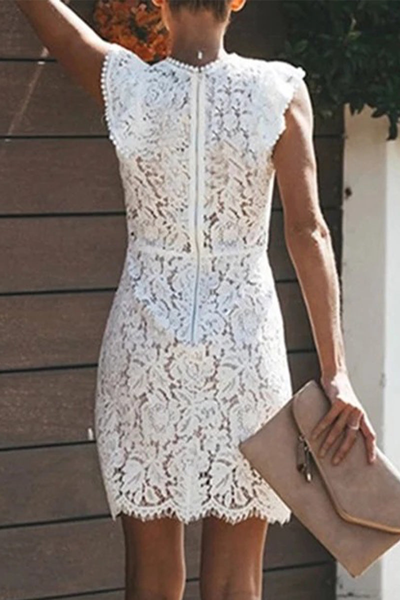 Vestidos elegantes de celebridades con cuello redondo y parches lisos