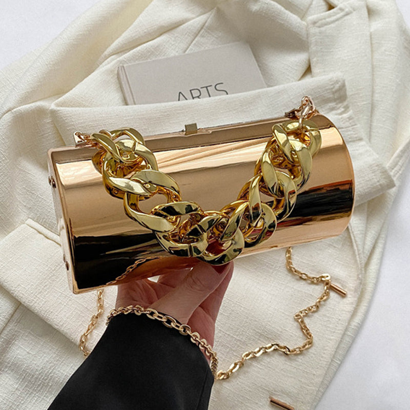 Bolsos casuales con cadenas y patchwork liso